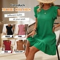 thumbnail image 5 of Cuteduck Womens Dresses Ruffle Sleeve Ruffle Hem Round Neck Textures Casual Dresses S-XL, 5 of 7