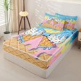 thumbnail image 2 of Manfei Watercolor Bowknot Zipper Twin Comforter Sets with Fitted Sheet and 2 Pillowcases,Drippy Ice Cream Pattern Zipper Bedding Set,Pink Reversible,4-Piece, 2 of 7