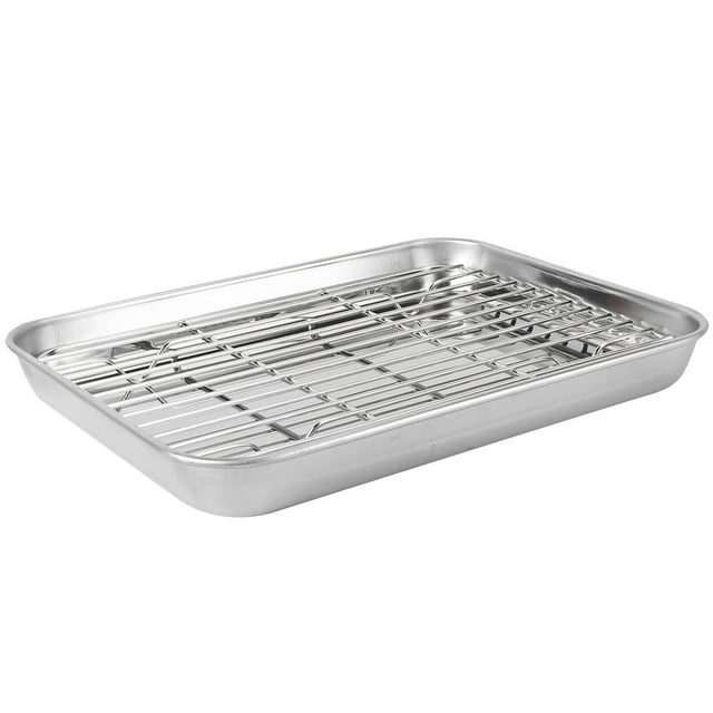 Miangastore 1 Set Baking Sheet Pan with Wire Rack Stainless Steel Baking Pan Tray Toaster Oven Pans Tray with Cooling Racks for Kitchen Baking Cooking Accessories