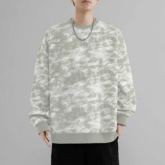 SYMOID Sweatshirt for Men No Hood Fall and Winter Mens Clothes Green Pullover Sweatshirt Graphic