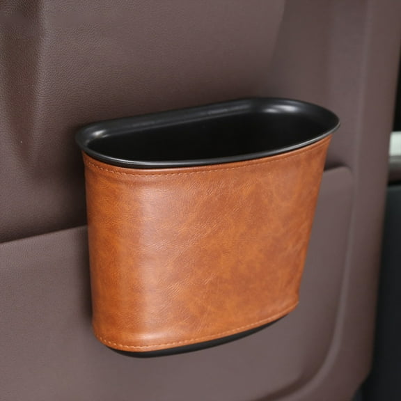 VOAVEKE Car Trash Can Car Trash Can, Car Interior With Leather Car Trailer Door Storage Bucket To Store Garbage Bags, Car Supplies