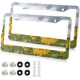 thumbnail image 2 of Coolnut Sunflower 2 Holes Car License Plate Frames 2PCS, Car License Plate Holder with Screw Caps Cover Set Automotive Exterior Parts Decoration for US Vehicles, 2 of 7