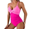 thumbnail image 2 of One Piece Bathing Suit, One Piece Swimsuit Women, Womens Bathing Suits, Women'S One Piece Swimsuits Tummy Control Front Cross Bathing Suits Tie Back Slimming V Neck Swimwear, Hot Pink L, 2 of 6