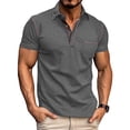 thumbnail image 2 of Summer European And American Men's Short Sleeved Men's Lapel T-shirt Color Blocking Top 2XL, 2 of 5