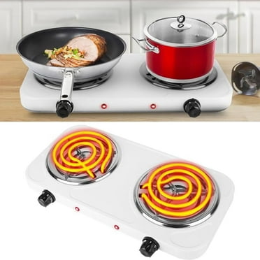 Hot Plate for Cooking, 2000W Electric Stove Burner with 5 Levels Temperature Control, Dual Coil Portable Stove for Home Dorm Office Kitchen Camping, Electric Cooktop Compatible of All Cookware, White
