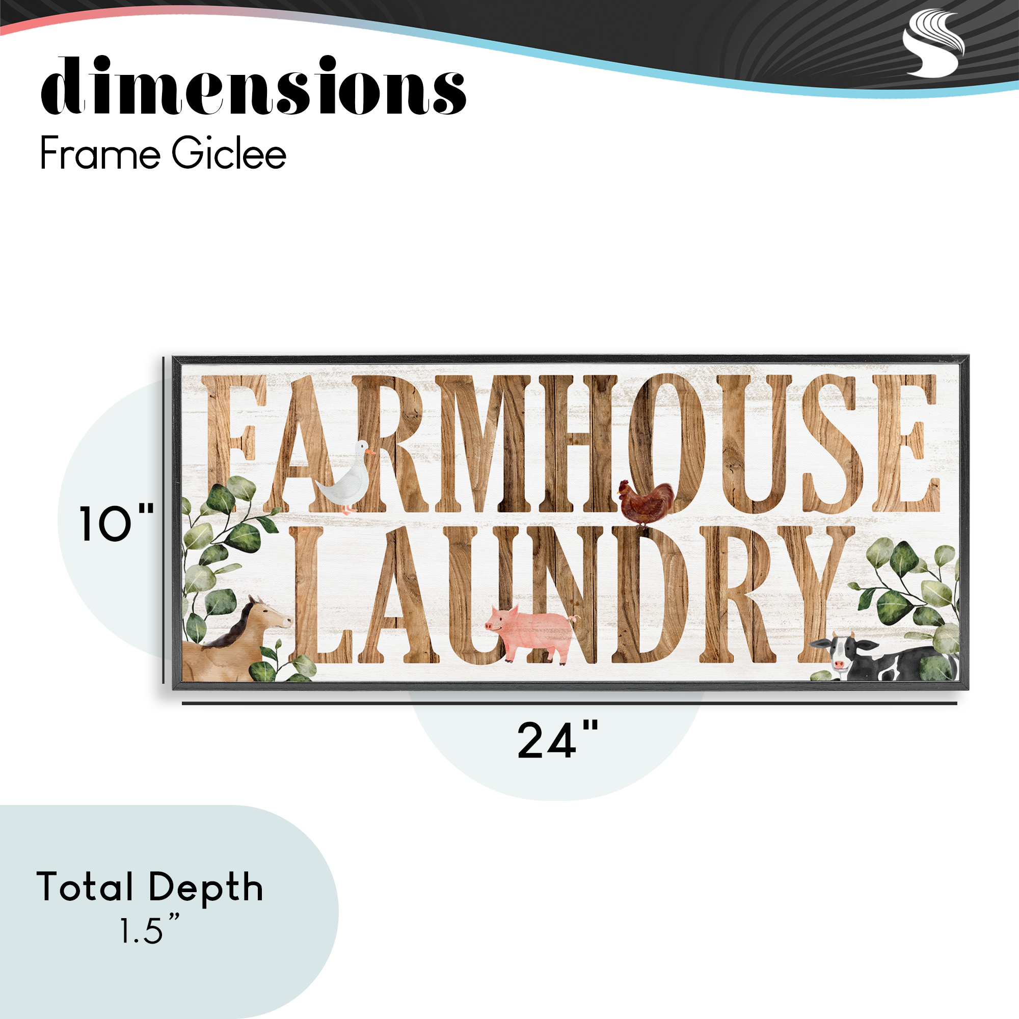 Rustic Farmhouse Laundry Black Framed Giclee Art, design by Kim Allen