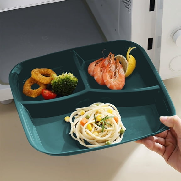 Konghyp Divided Tray, Plastic Three Grids Square Dining Plates, Heat-resistant Meal Prep Plates, Easy Clean Breakfast and Fruit Dish, Ideal for Camping and Outdoor Use