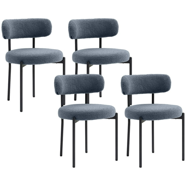 HOMCOM Dining Chairs Set of 4 Kitchen Chairs with Steel Legs, Grey