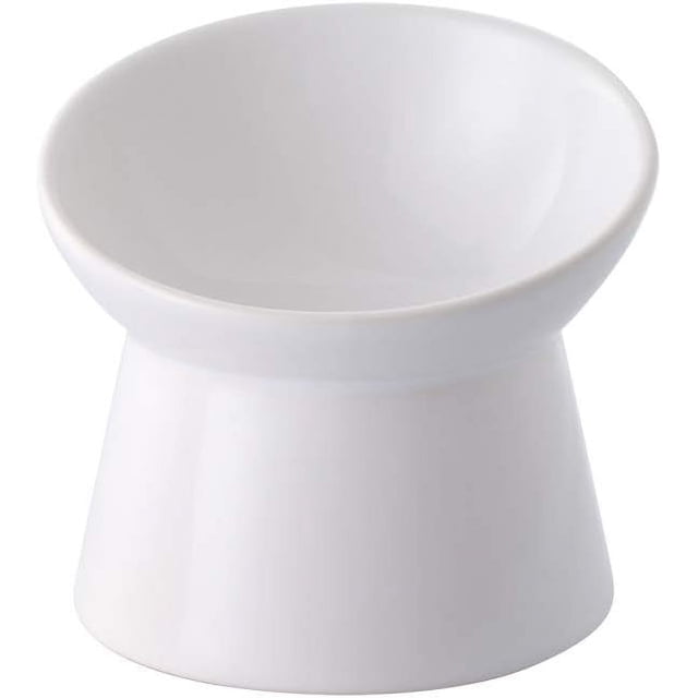 Pet Bowl, Elevated With Chic And Modern Style, Prevent Neck & Whisker Fatigue, Dishwasher Safe Ceramic Material, Backflow Prevention Design, Stable Anti-Slip Base (10 Ounces)