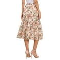 thumbnail image 3 of Falda Floral Chic para Mujeres con Cintura Alta Elástica, Longitud hasta el Tobillo, Falda de Gasa en A, Talla L, Albaricoque, 3 of 6
