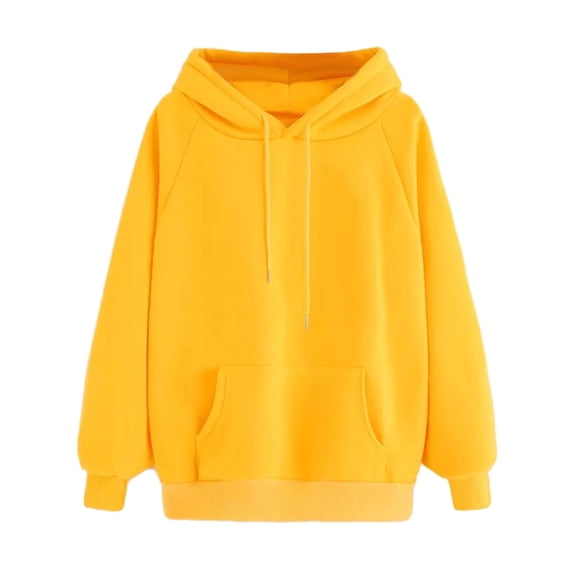 YUEHAO Sudadera con capucha de manga larga para mujer, jersey con capucha, blusa con bolsillo, sudaderas con capucha para mujer, color amarillo