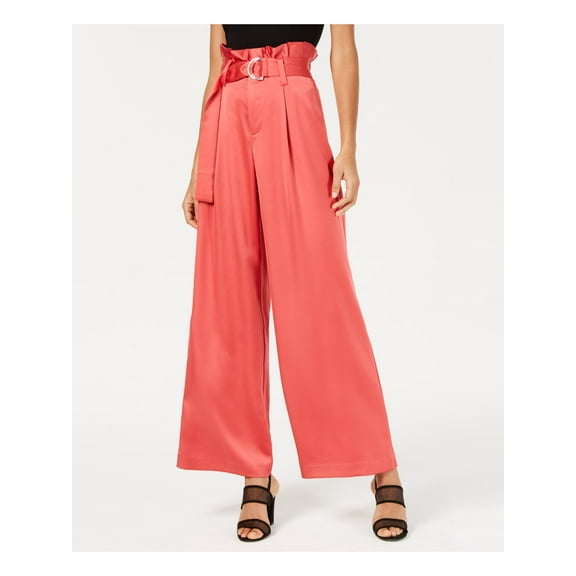 BAR III Womens Coral Belted Wide Leg Party Pants Size: 12