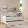thumbnail image 2 of Twin Size Daybed with Trundle, Wooden Daybed Frame with Headboard and Footboard, Sofa Bed Twin Platform Bed with 10 Slat Support for Bedroom Living Room, No Box Spring Needed, White, 2 of 7