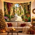 thumbnail image 3 of Sunlit Cobblestone Alley with Bougainvillea, Romantic Boho for Art Lovers, Mediterranean Village Art Decor, Housewarming Gift, Tapestry Wall Hanging for Living Room and Bedroom, 3 of 7