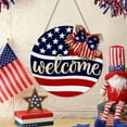 thumbnail image 4 of Yongcuo Patriotic Welcome Sign with American Flag Design, Decorative Round Wooden Door Hanger with Bow for Home or Office Gold, 4 of 4
