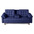 thumbnail image 2 of Sofá Cama Con Portavasos De Lino Azul Modelo Andros, 2 of 9