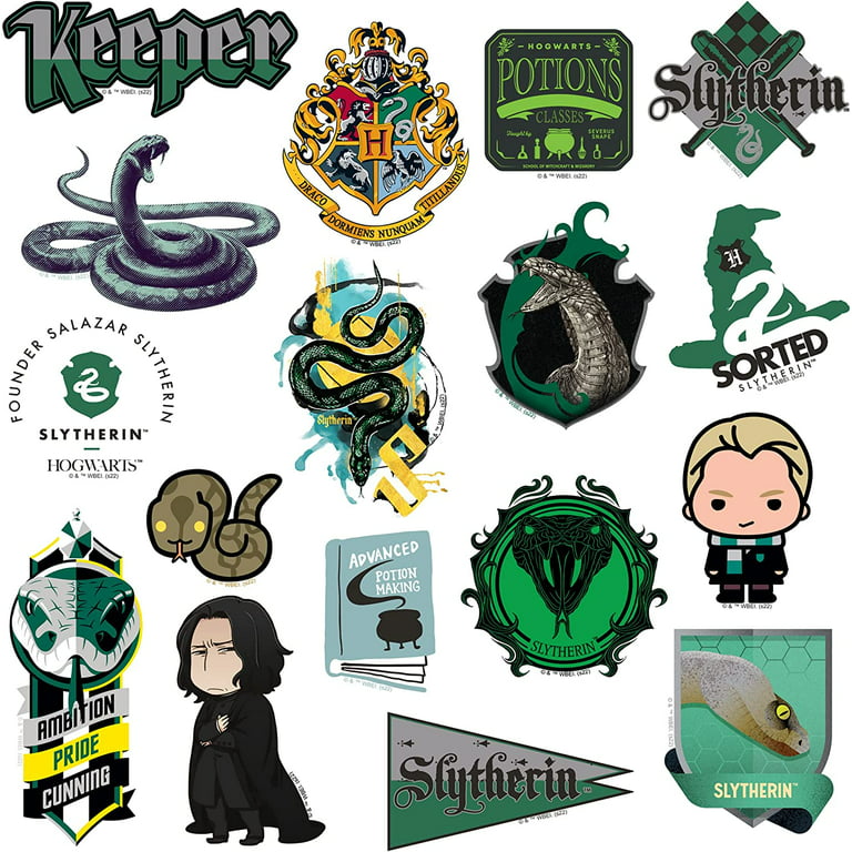 Harry Potter Slytherin Theme Sticker Pack Die Cut Vinyl Large Deluxe  Stickers Variety Pack - Laptop, Water Bottle, Scrapbooking, Tablet,  Skateboard, Indoor/Outdoor - Set of 50 