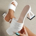 thumbnail image 2 of Gpaecead Women Metallic Ribbed Strap Chunky Heel Mules Square Toe Sparkly Plus Size Spring Summer Party Elegant Shoes,White, 2 of 8