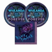 Black Panther Wakanda Forever Birthday Party Supplies for 16 Guests – Includes 16- 9" Plates and 16 Luncheon Napkins, Marvel Party Pack