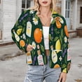 thumbnail image 3 of Jackets for Women Winter Coat Jackets Flannel Stand Collar Jacket(Citrus Floral Fragrance Pattern,Size:S-4XL), 3 of 7