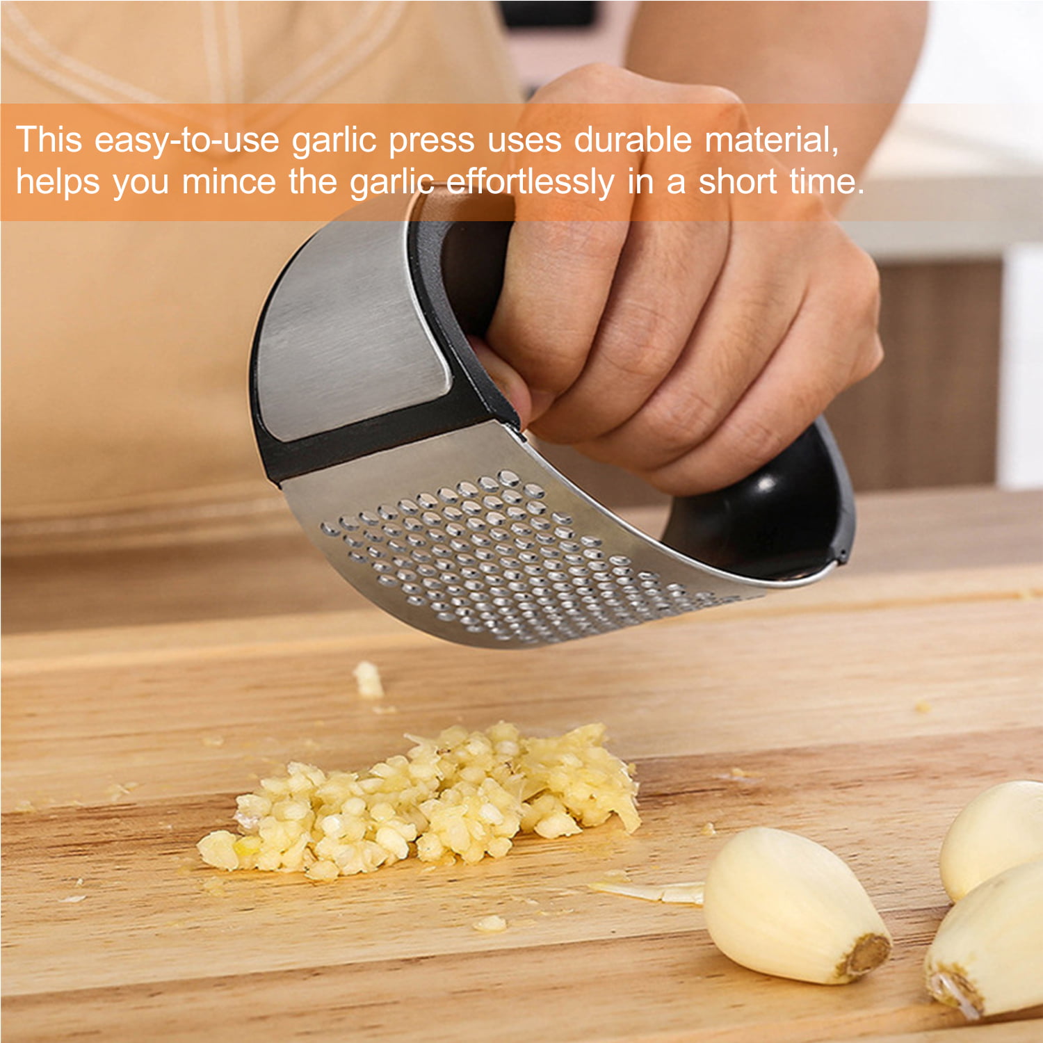Garlic Press Grinding Grater Slicer Mincer Cutter Kitchen Tool Stainless BR 