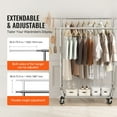 thumbnail image 3 of SKYSHALO Clothes Rack 600 lbs Commercial Grade Heavy Duty Clothing Garment Rack with Shelves Adjustable Collapsible Clothing Racks on Wheels with Double Hanging Rod Chrome Finish, 3 of 8