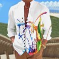 thumbnail image 3 of Camisas De CompresióN Para Hombre Camiseta de manga larga con estampado 3D digital y cuello levantado con botón de ocio junto al mar para hombre (Yellow, XXL), 3 of 4