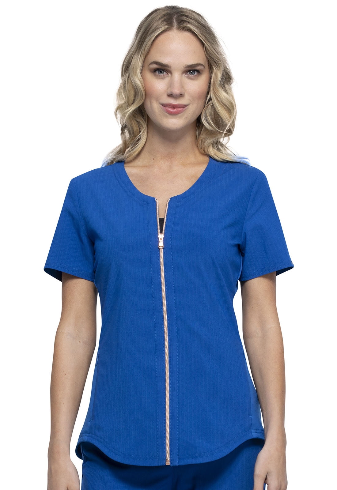 Cherokee Statement Women Medical Scrubs Top Zip Front CK875, L, Royal