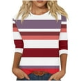 thumbnail image 1 of cfhntfmh Hauts pour Femmes Automne 2024 Blouses à Col Rond à Blocs de Couleur Tendance Manches 3/4 Décontractées Tunique Ample, 1 of 5