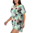 thumbnail image 3 of Womens Pajama Sets With Pocket, Tropical Summer Palm Lounge Sets Short Sleeve Sleepwear PJ Sets for Women, 3 of 6