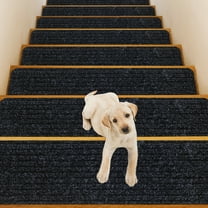 Gymax 15 PCS Slip-resistant Stair Mats 30'' x 8'' Non-Slip Stair Treads Carpet Black