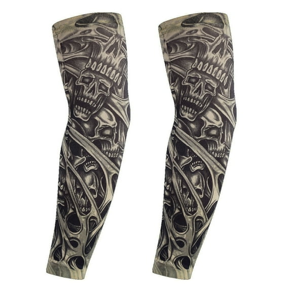 T-HOTLYST Simulation Tattooing Arm Sleeves Sunproof Arm Covers for Outdoor Enthusiast Sport Accessory Driving Cycling Arm Protectors