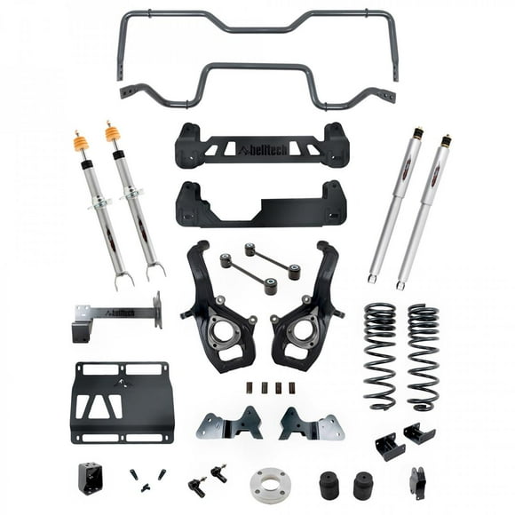 Convient 2019-2021 Ram 1500- Nouveau Modèle Bell Tech Kit de Levage Suspension 153712TPS 6 à 8 Pouces de Levage avant; 4 Pouces de Levage Arrière; avec Amortisseurs de Performance de Trail / Jambe de Force de Performance de Rail