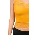 thumbnail image 6 of Women's V Neck Sleeveless Lace Rib Seamless Cami Tank Top T1392 - Mustard - Large, 6 of 6