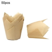 Grandest Birch Food-grade 50Pcs Tulip Flower Shape Muffin Cup Disposable Paper Holiday Party Cupcake Liner Kitchen Tools