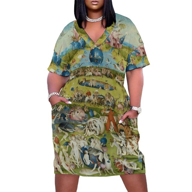 El jardín de las delicias terrestres de Hieronymus Bosch (1480-1505) Vestido suelto con bolsillos vestidos vestido de noche de verano mujer