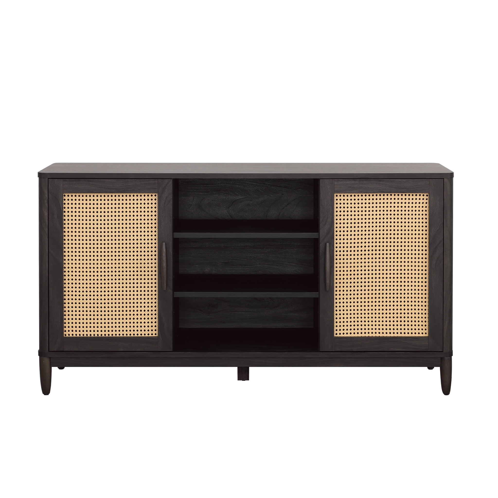 Better Homes & Gardens Springwood Cane TV Stand for TV's up to 65", Charcoal Finish