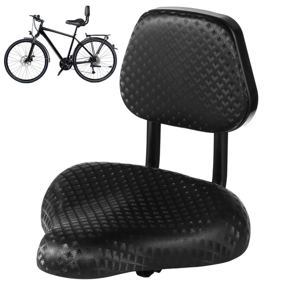 Bike Seat with Adjustable Backrest, Wide Padded Bicycle Saddle with Back Support, PU Cushion Comfort Bike Seat Replacement for Electric Bikes Tricycles Mountain Bikes, Height Adjustable Support