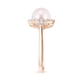 thumbnail image 3 of ANGARA Japanese Akoya Cultured Pearl Halo Engagement Ring in 14K Rose Gold for Women | June Birthstone, Birthday, Anniversary, Jewelry Gift for Women | Pearl Ring, 3 of 9