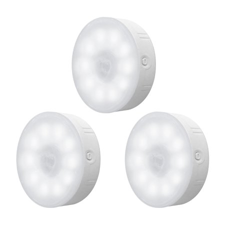 

GIUGT Closet Lights Indoor Sensor Lights Cordless USB Charging LED Night Light 4 Modes Under Cabinet Light Dimmable Puck Lights with Free Adhesive Suitable for Stair/Wall/Hallway/Bedroom/Kitchen