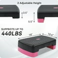 thumbnail image 2 of Fitvids 18" Workout Aerobic Stepper Platform with Adjustable Risers, Black/Pink, 2 of 7