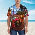 thumbnail image 2 of Susaid Tropical Beach Candlelight Print Short Sleeve Shirts Button Down Casual Shirts Summer Beach Aloha Button Down Short Sleeve for Men ,Small, 2 of 7