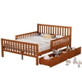 thumbnail image 6 of Jopath Full Size Wood Platform Bed with Guardrails on Both Sides and Two Storage Drawers for Toddler Kids Teens,Walnut, 6 of 9