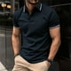 thumbnail image 2 of Camisas de Manga Corta de los Hombres de Color Sólido Turndown Collar Botón Blusa, Ligero Casual de Manga Corta Blusa, 2 of 4
