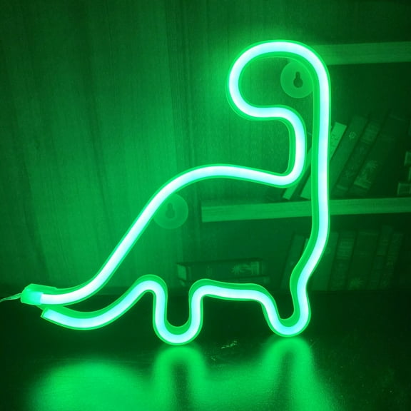 Neon Dinosaur Neon Sign Light dinosaur Shape Dinosaur Neon Sign Night Light for Kids Gifts，Green LED Dino Neon Lamp for Wall Decor Bedroom Decorations Home Party Holiday Decor Battery or USB