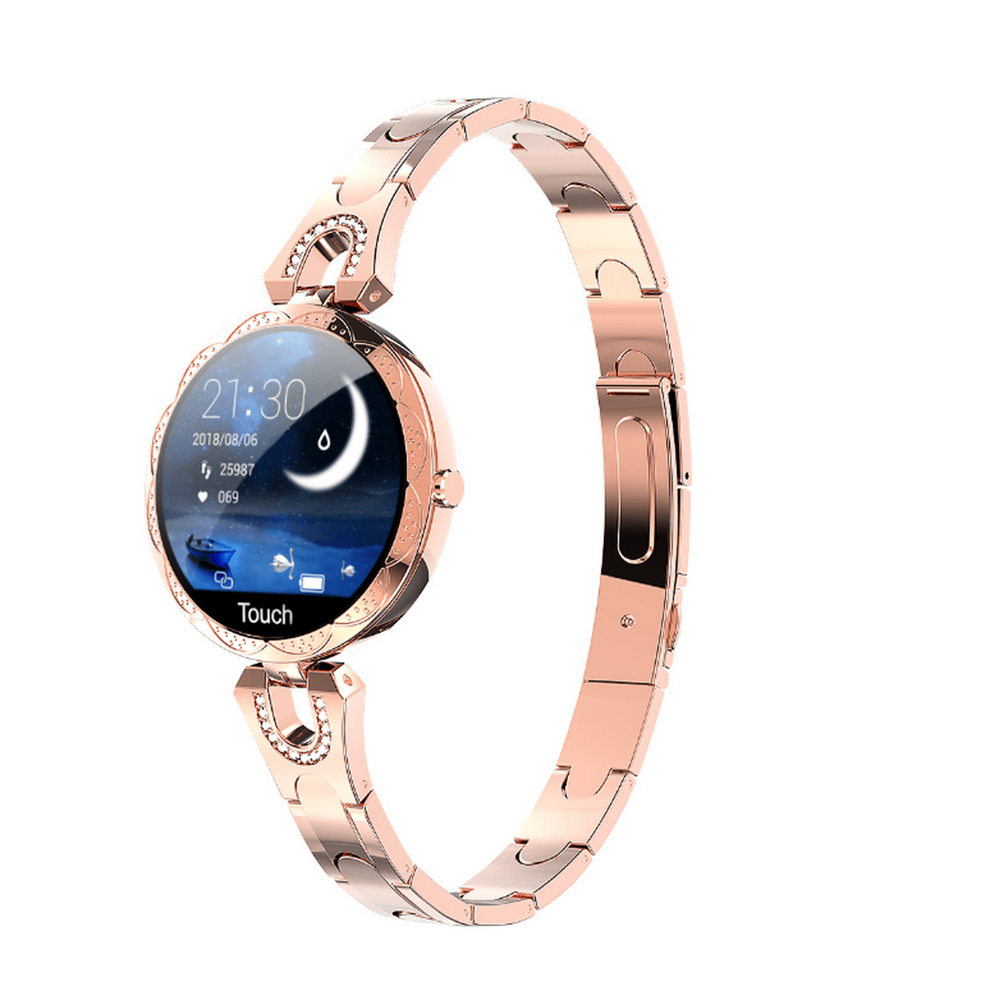 AK15 Women s Smart Watch Heart Rate Blood Pressure Sleep Monitoring Sports Bracelet Rose Gold 1pcs Walmart