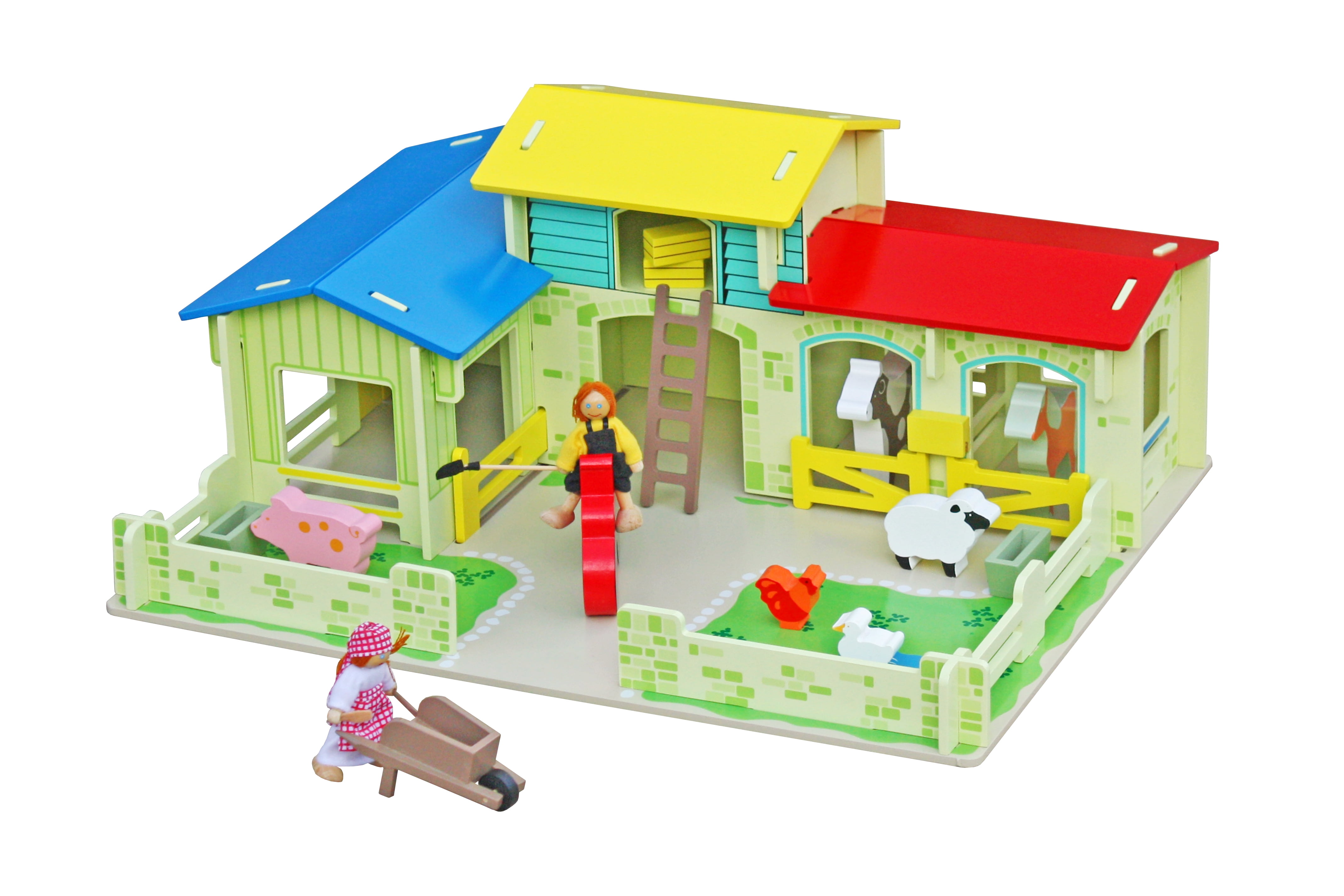 wooden farmyard playset