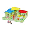Timy Wooden Farm House Toys Animals Playset Dollhouse with Barn Horse Stable and Accessories