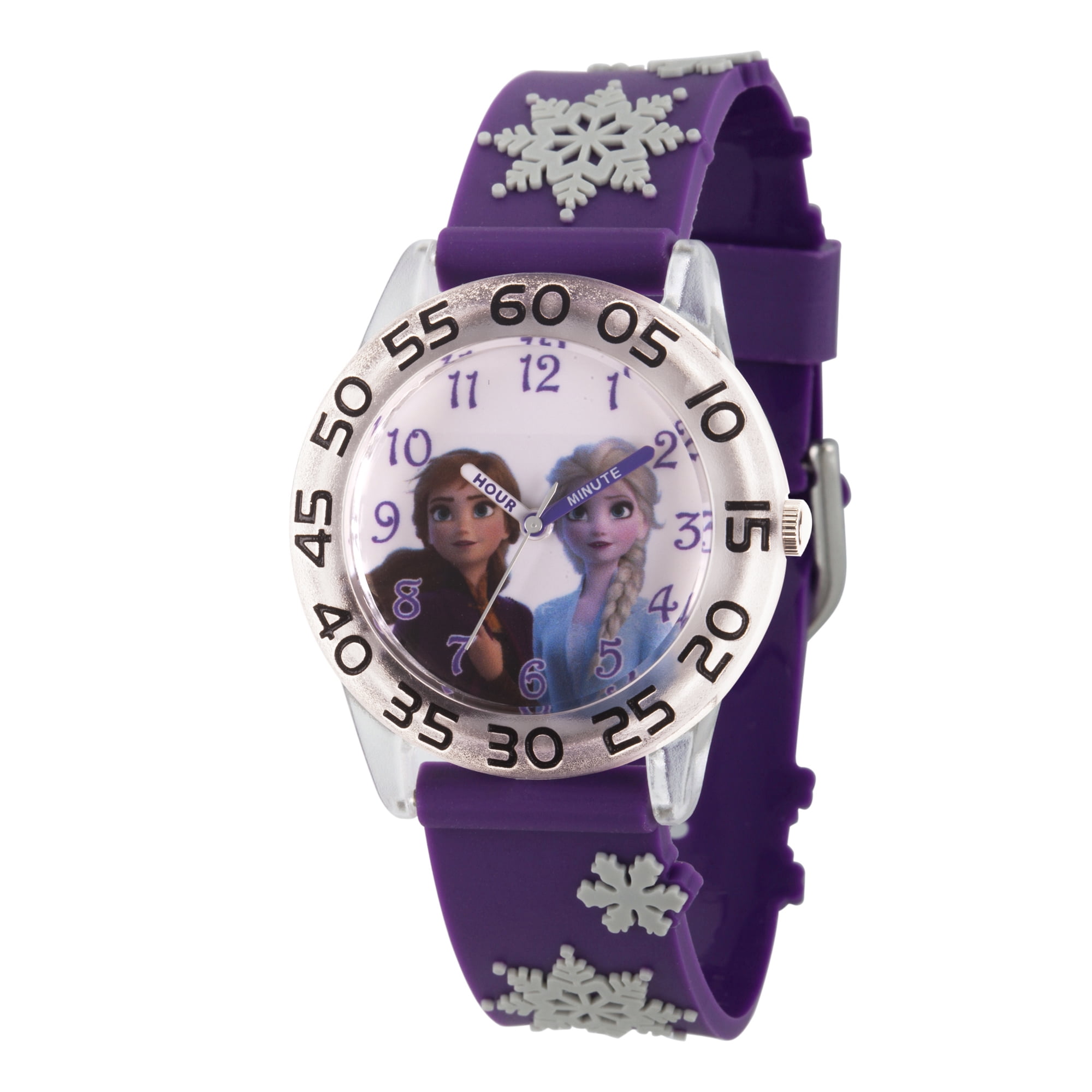 Disney Frozen 2 Elsa and Anna Girls' Clear Plastic Watch, 1-Pack