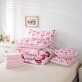 thumbnail image 6 of Homewish Cartoon Ribbon Bow 7-Piece Twin Bedding Sets,Cute Loves Cherry Bedding Comforter Set,Pink Red Sheet Sets For Princess,Microfiber Bedroom Decor Reversible, 6 of 8